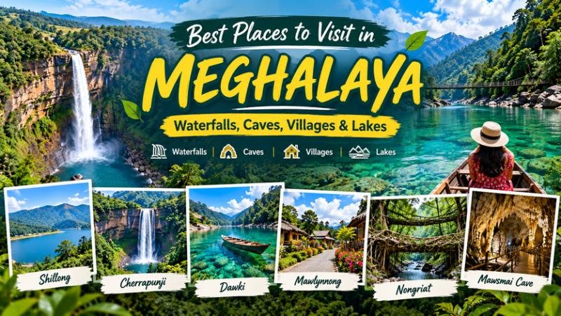 Best Places to Visit in Meghalaya: Waterfalls, Caves, Villages & Lakes